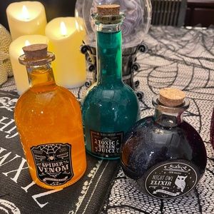 3 x Target Bullseye Halloween Glass Bottles - BOTTLES ONLY